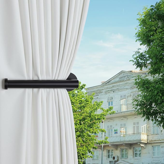 Hoousuper 6pcs Black Stainless Steel Curtain Tiebacks, Wall Mounted Curtain - Image 7