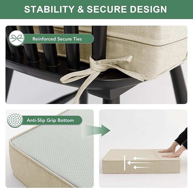 Summsun Patio Chair Cushions 19 x 19 Inch, Faux Linen Outdoor Furniture Cushions - Image 4