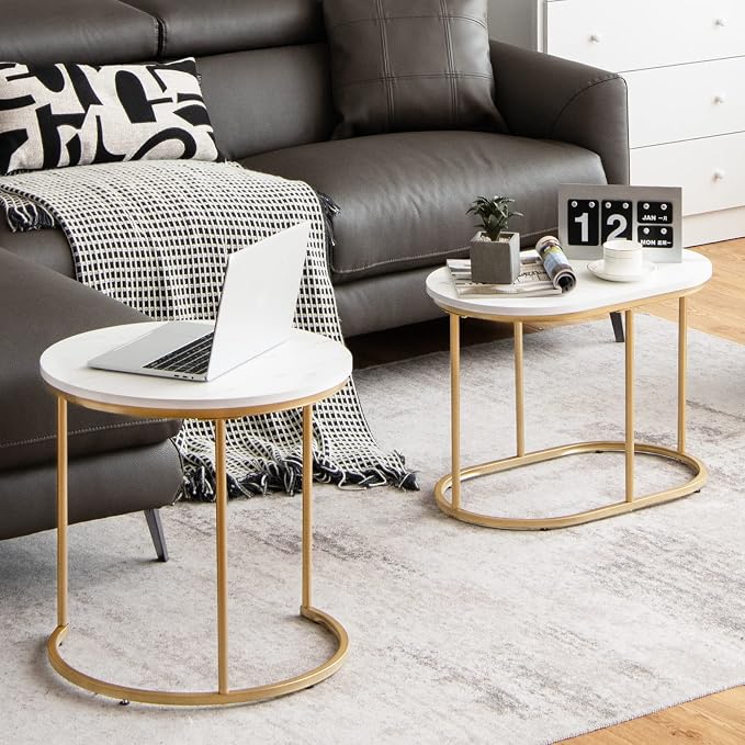 Giantex Modern Nesting Coffee Table Set of 2, Coffee Table & End Table Sets - Image 2