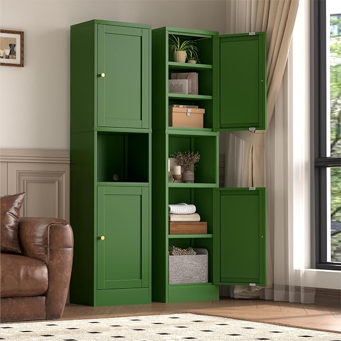 YAUWOH 2-Door Metal Storage Cabinet, Tall Slim Pantry Organizer - Image 7
