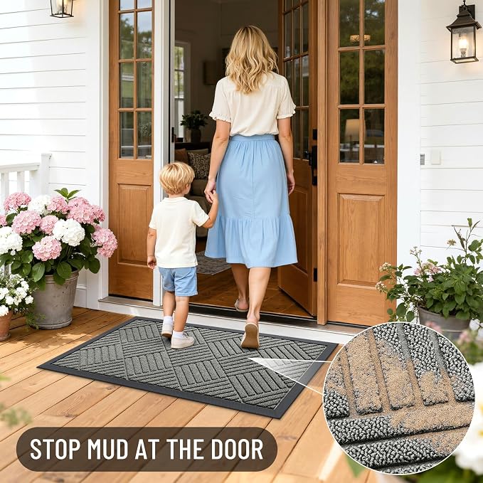 OLANLY Front Door Mat Outside Entrance 33x21, Heavy Duty Sturdy Natural Rubber - Image 6