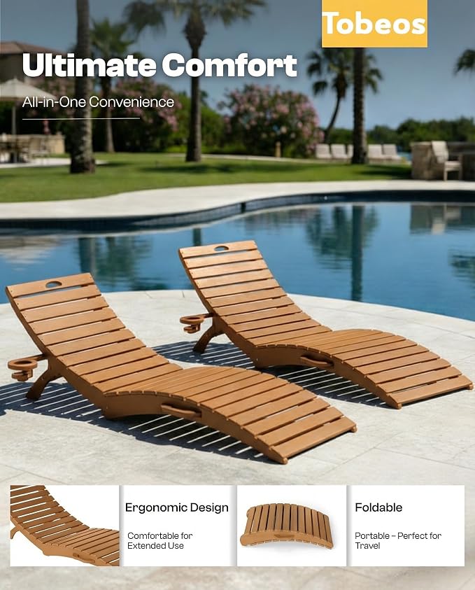 Folding HDPE Outdoor Chaise Lounge - Image 4