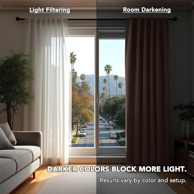 Deconovo Blackout Curtains, Thermal Insulated, W42 x L95 2 Panels, Back Tab - Image 3