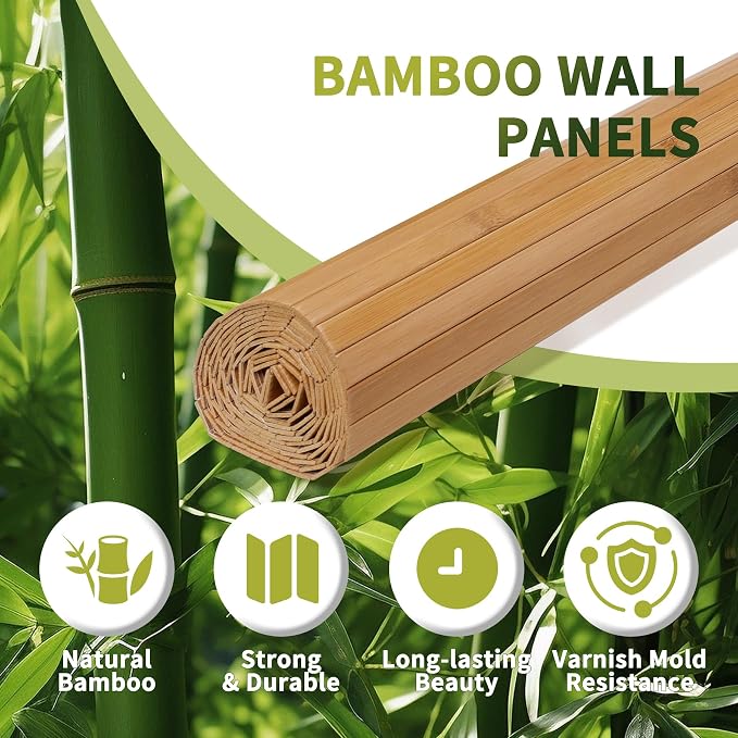 Natural Bamboo Wall Panel, Renewable Pole Wrap Bamboo Wainscoting Paneling - Image 4