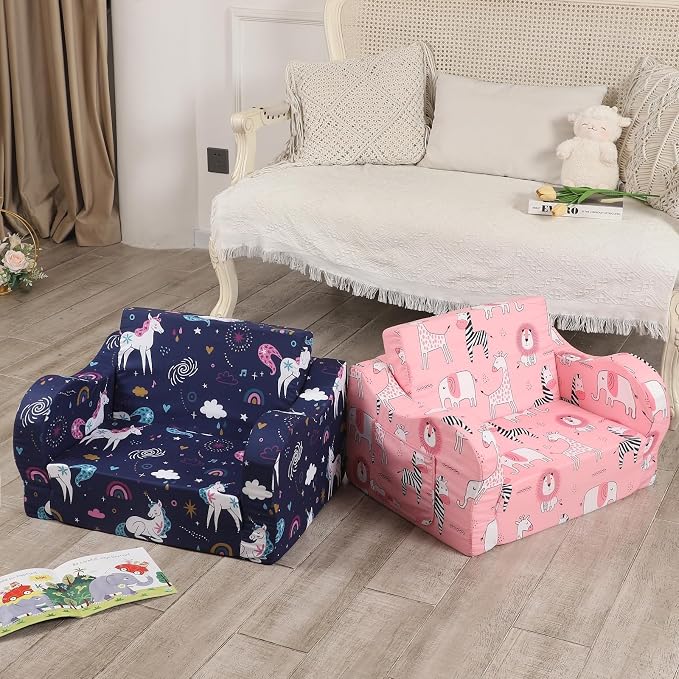 MOMCAYWEX Kids Sofa, 2-in-1 Flip-Out Foam Couch, Foldable Soft Play Lounge Chair - Image 6