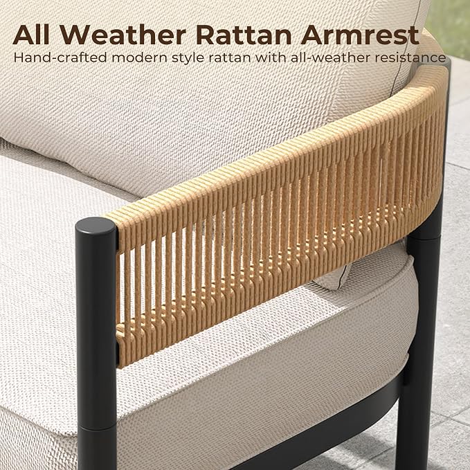 Gand Patio Outdoor Loveseat, Wicker Conversation Set - Image 6