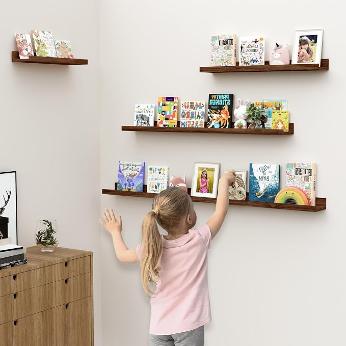 Floating Shelves for Wall, 16 inch Wood Floating Shelves Set of 2, Picture - Image 6