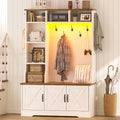 CSZZD Hall Tree with Bench and Shoe Storage, Farmhouse Entryway Bench with Coat by CSZZD