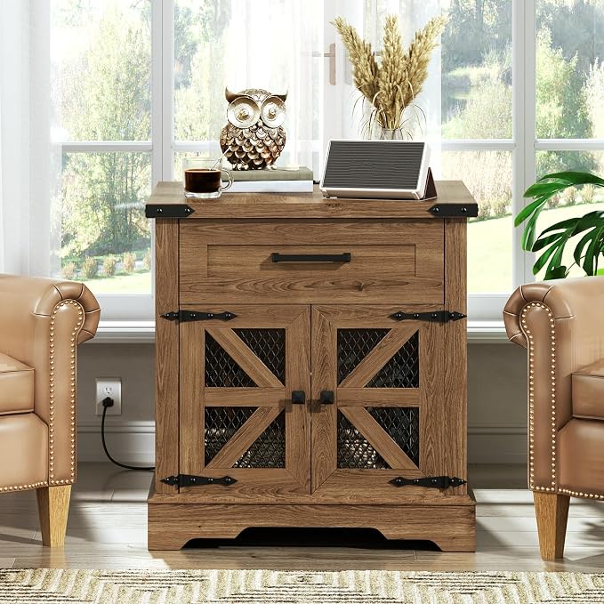 RALGEND Walnut Farmhouse End Table - Image 8