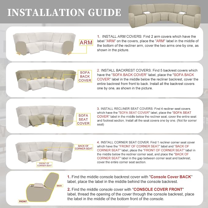 100% Waterproof Sectional Recliner Couch Covers - Image 7