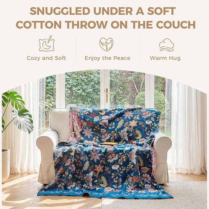 LUTBM Boho Throw Blanket for Bed Cotton Summer Blankets Bedroom Living Room - Image 4