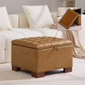 WUTUTUEE 24" Faux Leather Square Storage Ottoman by WUTUTUEE
