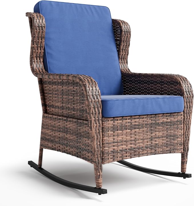 Garvee Outdoor Wicker Rocking Chair, 1 Piece Outdoor Rocking Chair, All Weather by Garvee