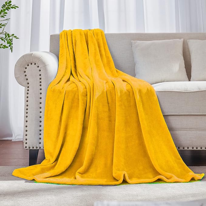 JIAHANNHA Mustard Yellow Throw Blanket Fleece Blanket 50"x60", Super Soft Cozy by JIAHANNHA