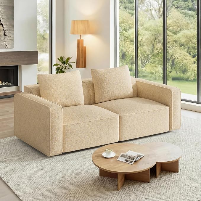 Welzona 75" loveseat Sofa, Comfy Chenille Love Seat, Wood Frame Small Couches by WelzonaDirect