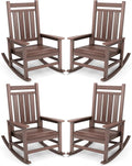 SERWALL Outdoor Rocking Chair Set of 4, HDPE Rocking Chair by SERWALL