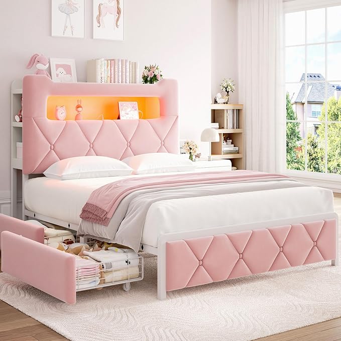 Full Upholstered LED Bed Frame by JOCOEVOL