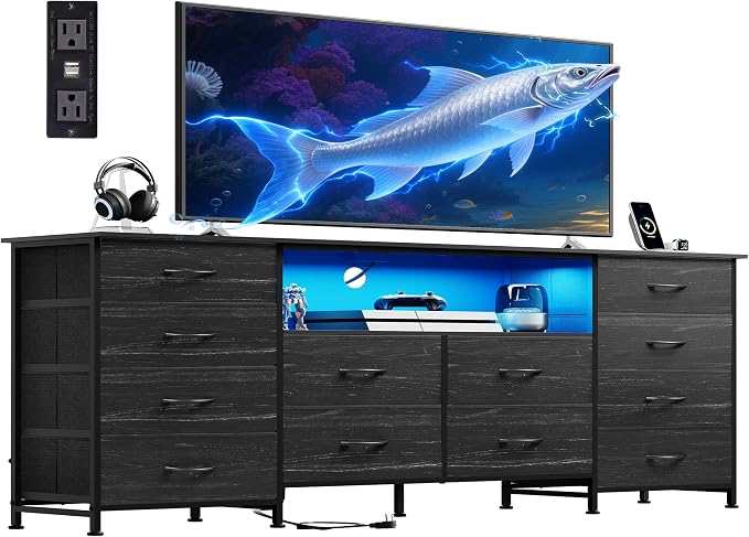WLIVE 12 Drawer Dresser for Bedroom, 75 inch TV by WLIVE