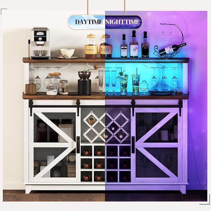 HOMCOM Farmhouse Coffee Bar Cabinet - Image 9