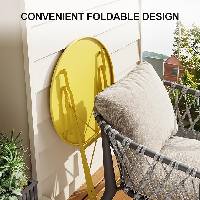 3-Piece Folding Bistro Set, Outdoor Patio Furniture Set - Image 6
