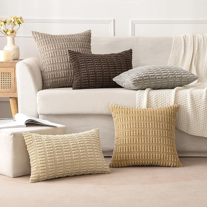 MIULEE Pack of 2 Corduroy Decorative Throw Pillow Covers 20x20 Inch Soft Boho - Image 5