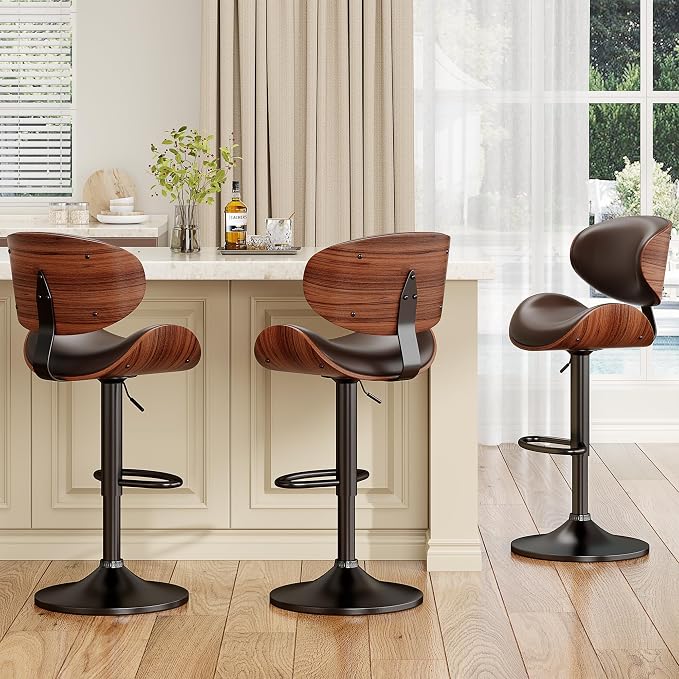 YaFiti Swivel Bar Stools for Kitchen Counter, Adjustable Bentwood Barstools - Image 6