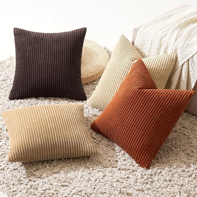 MIULEE Boho Farmhouse Throw Pillow Covers 20x20 Inch Set of 4 Rustic Mordern - Image 4