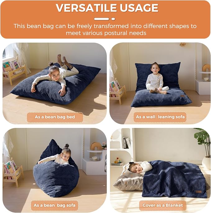 MAXYOYO 3 in 1 Kids Bean Bag Chair Couch, Convertible Chair Folds from Bean Bag - Image 4