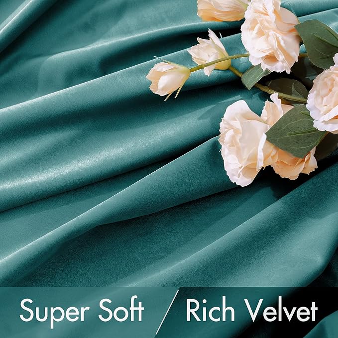 MIULEE Teal Velvet Curtains 84 inches 2 Panels - Image 4