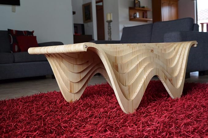 Pine Wood Living Room Coffee Table Organic Design Decor Furniture - Image 4