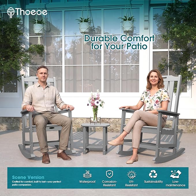 THOEOE Oversized Rocking Chair Set of 8, Outdoor Rocking Chair - Image 2
