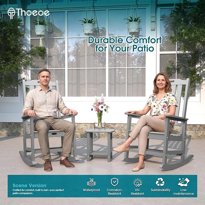 THOEOE Oversized Rocking Chair Set of 2, Outdoor Rocking Chair - Image 2