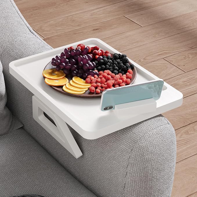 Couch Arm Tray with 360°Phone, Bamboo Folding Sofa Tray, Sofa Armrest Trays - Image 3