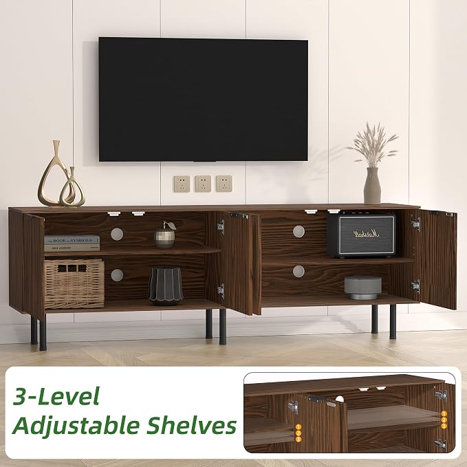 TV Stand for 80 Inch TV, Fluted Entertainment Center - Image 6