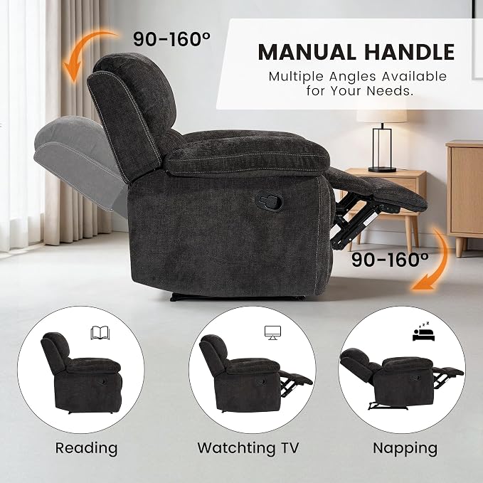Betsy Furniture Modern Fabric Recliner Sofa Set, Loveseat w/Console, Recliner - Image 4