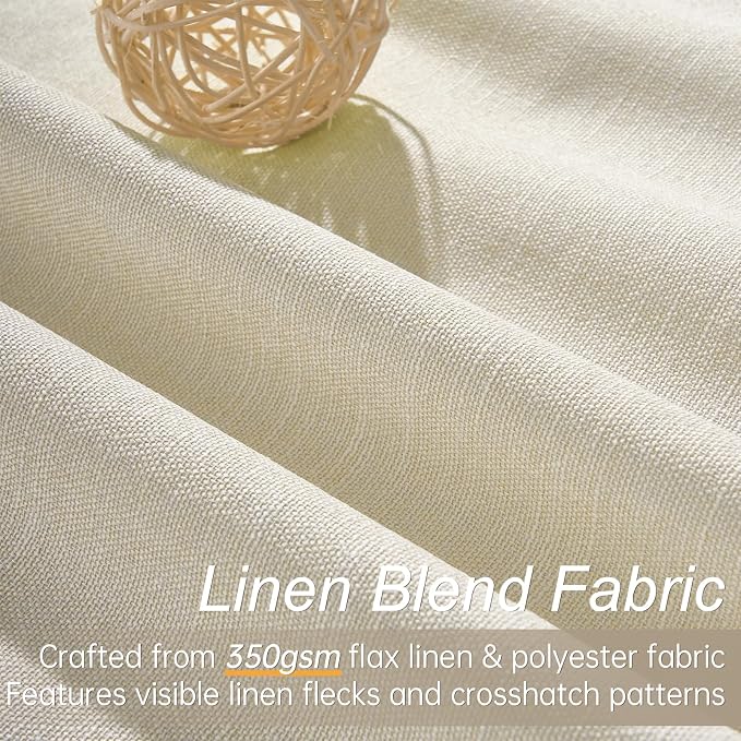 Cream Extra Long 132 Inch 100% Blackout Curtains - Image 2