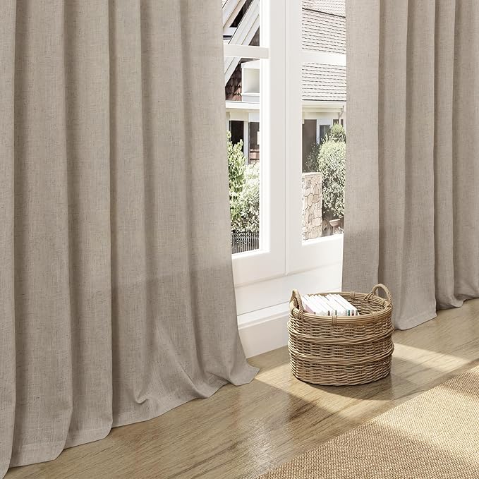Nanspring Living Room Curtains 63 Inch Length Linen Blend Cobblestone Light - Image 5