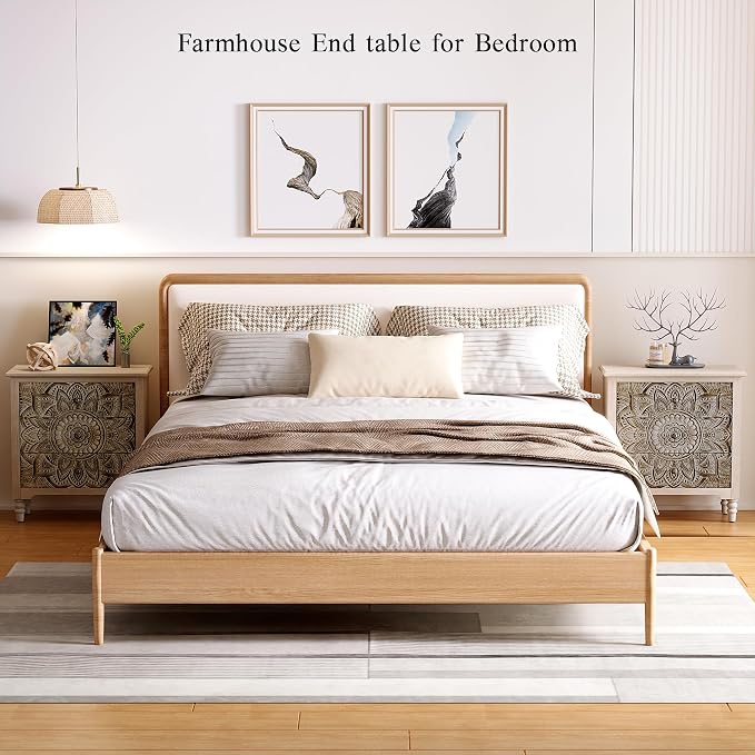 SUNBURY Vintage Wooden Nightstand - Image 6