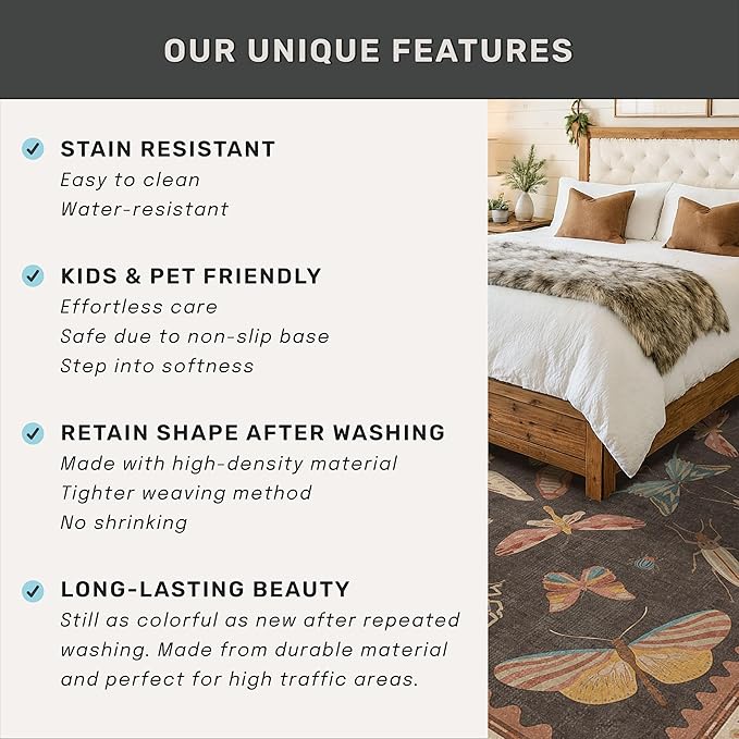 5x8 Brown Rugs for Living Room, Soft Boho Rugs for Bedroom, Non Slip Dining - Image 6