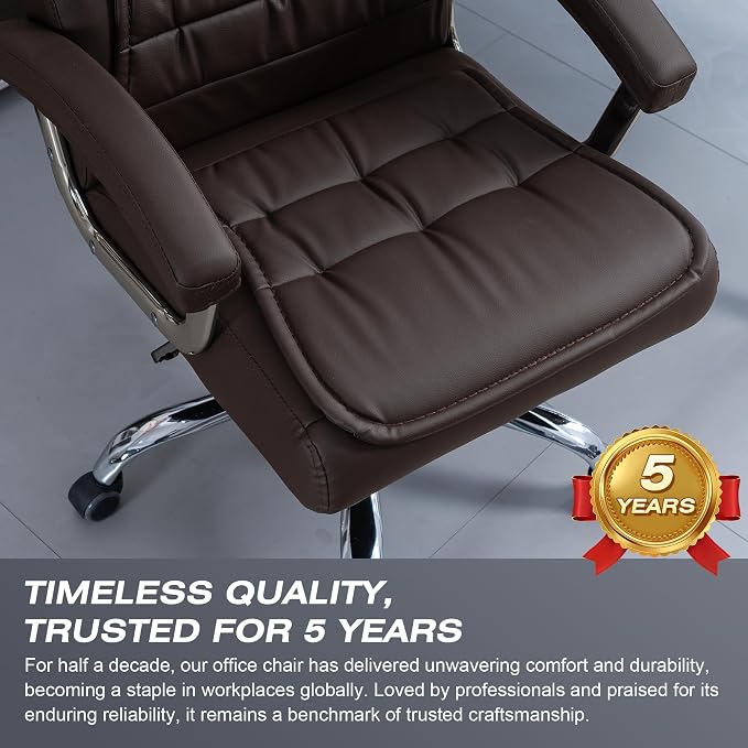 Executive Office Chair Adjustable Leather Chair High Back Swivel Office Desk - Image 6