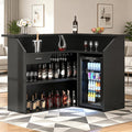 L-Shaped Home Bar Unit with Power Outlet, 4-Tier Corner Liquor Bar Cabinet with by SAHISTCT