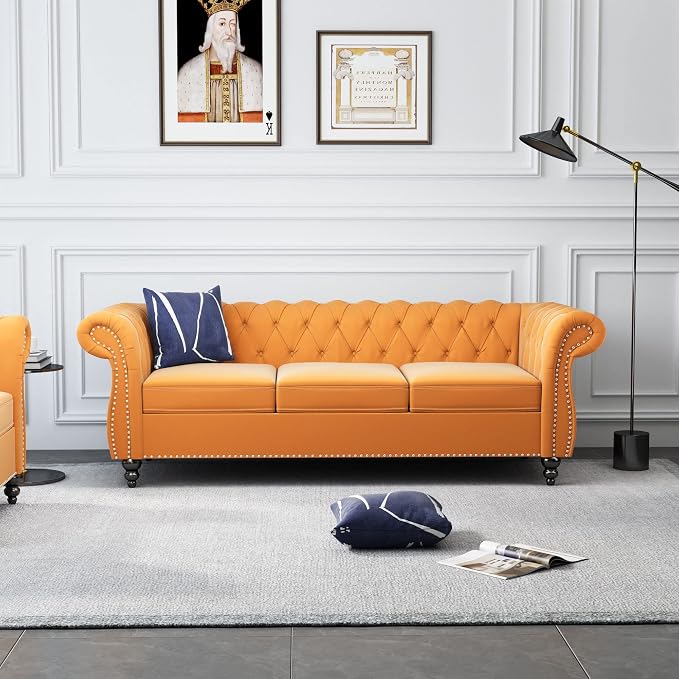 QHITTY 2 Piece Living Room Set, Sectional Chesterfield Sofa Chair Contemporary - Image 9