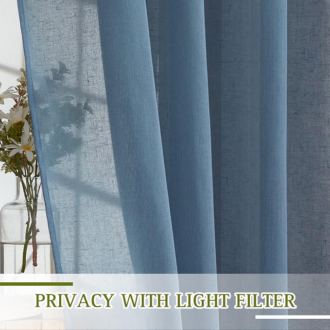 NICETOWN Linen Curtains Stone Blue - Image 2