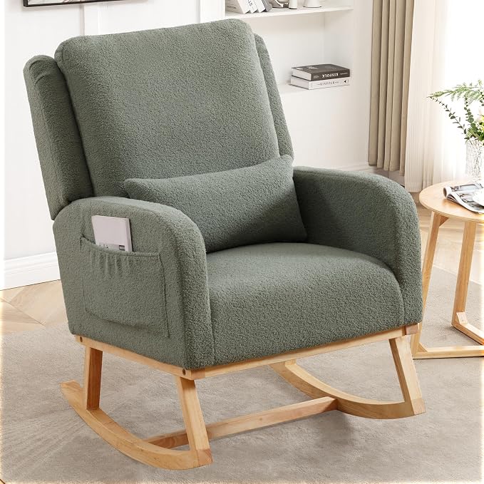 HCHAIRH Rocking Chair Nursery, Teddy Nursing Rocking Chairs, Upholstered by HCHAIRH
