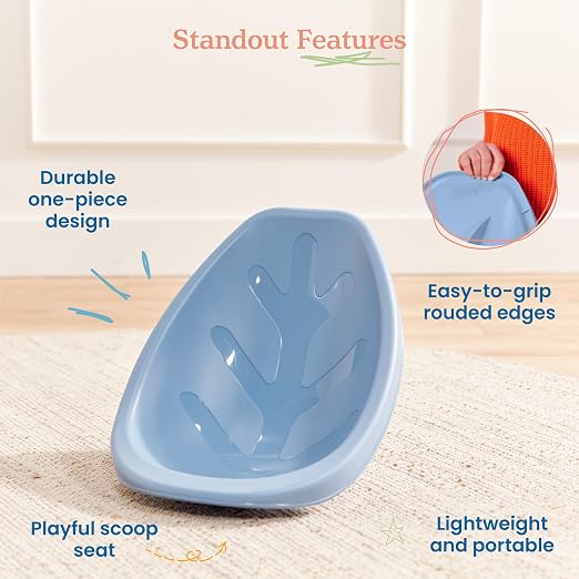 ECR4Kids Plastic Leaf Scoop Floor Rocker Seat, Classroom Furniture, Powder Blue - Image 5