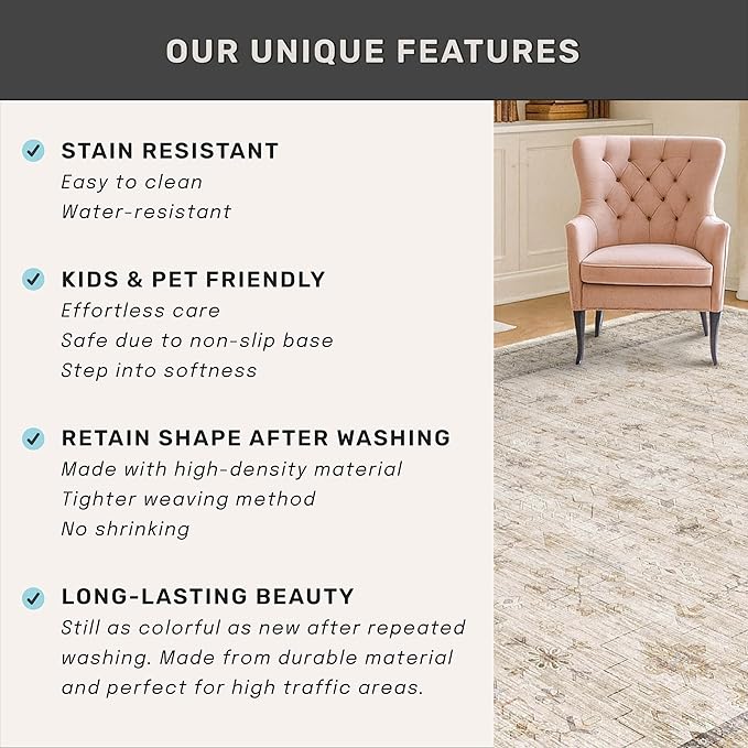 Beige Boho Bathroom Rug 2x7 - Image 5