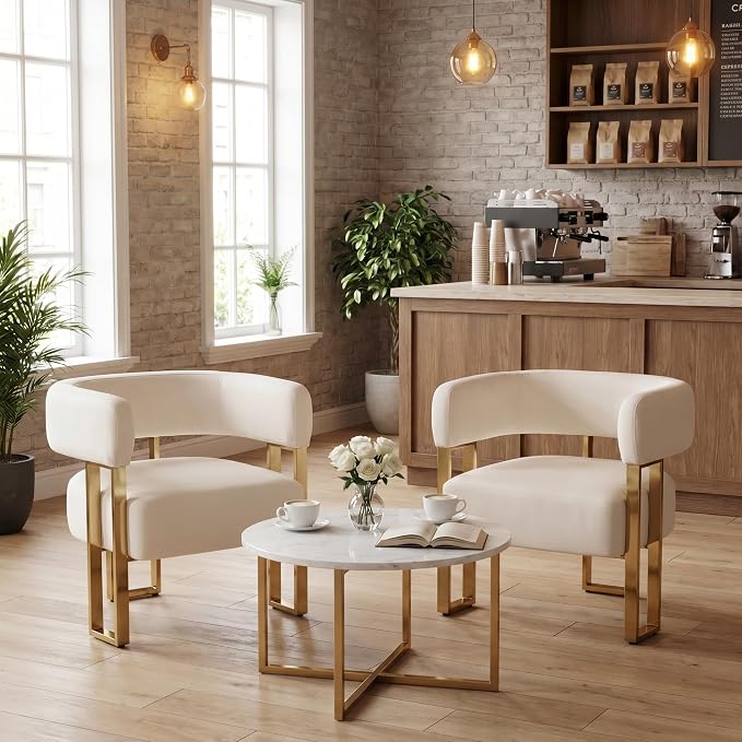 Modern Barrel Accent Chairs Set of 2, Living Room Side Chairs - Image 3