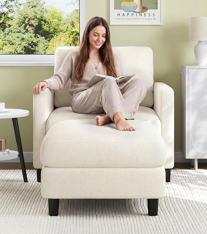 Welzona Sofa Accent Chair with Ottoman, Tool-Free Setup Living Room Accent - Image 3
