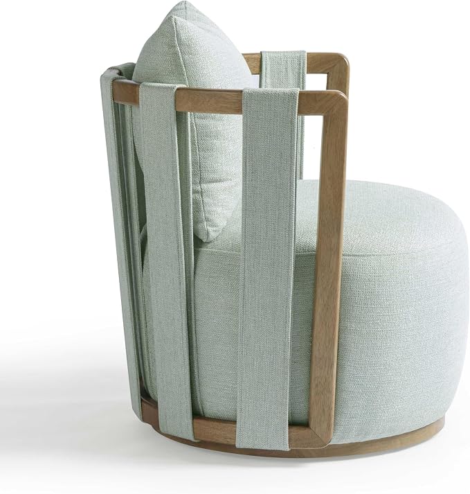 First of a Kind Swivel Chair in Mint Green Fabric - Image 4