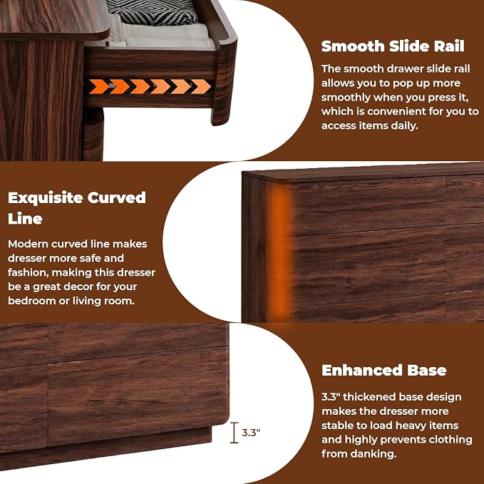 ACCOHOHO 6 Drawer Dresser for Bedroom, Large Storage Chest of Drawers, TV Stand - Image 7